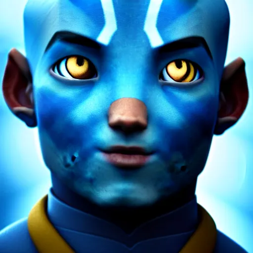 Image similar to a portrait of Aang from Avatar: The Last Airbender by Zack Snyder, Avatar the Last Airbender, 8k photorealistic, cinematic lighting, HD, high details, dramatic