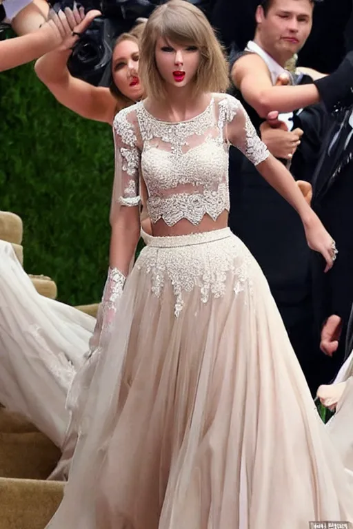 Prompt: waist - up - photo!!!!!!!!! of taylor swift in a beautiful wedding dress, focus on face and facial details