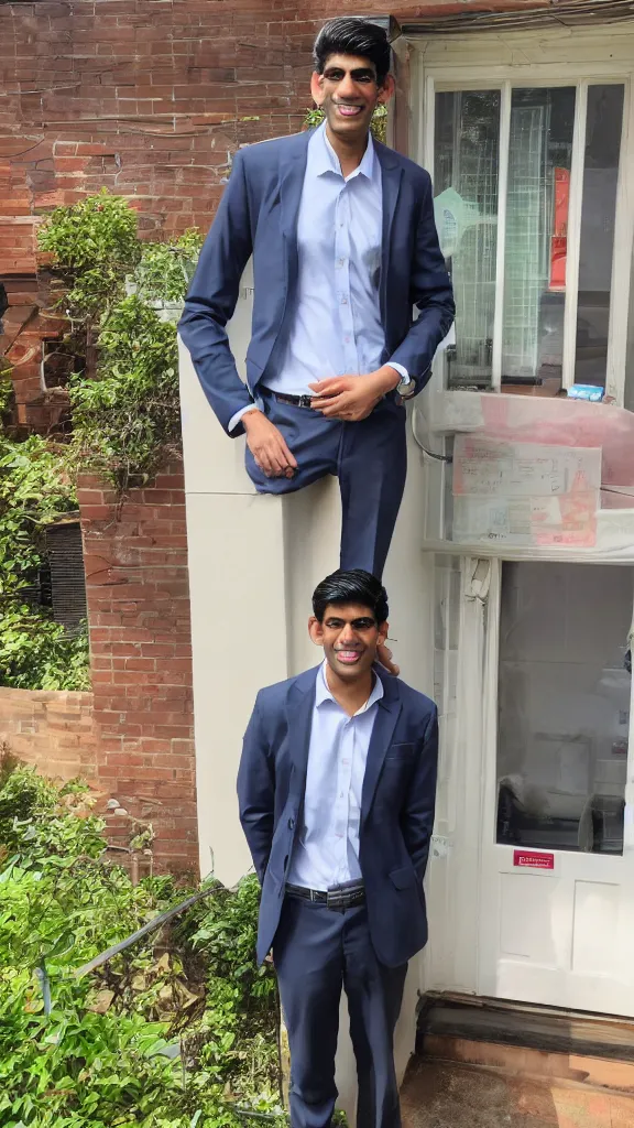 Prompt: rishi sunak as a slimy door to door salesman