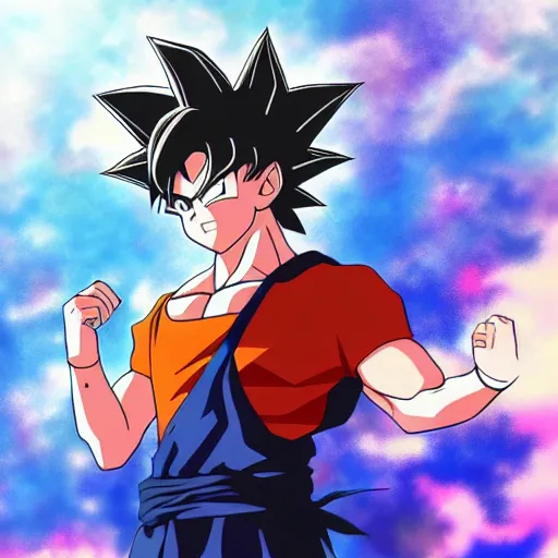 Image similar to Son Goku digital art in the anime art style of ufotable