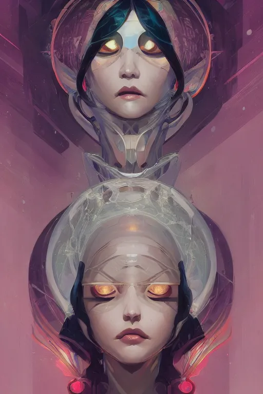 Prompt: portrait of lilith, perfectly symmetrical, tooth wu, dan mumford, beeple, wlop, rossdraws, james jean, marc simonetti, artstation giuseppe dangelico pino and michael garmash and rob rey and greg manchess and huang guangjian and makoto shinkai