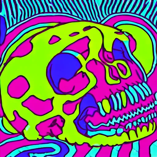 Image similar to a secret dream held by the reptilian overlords in psychedelic neon colors. drinking from the skulls of the poor