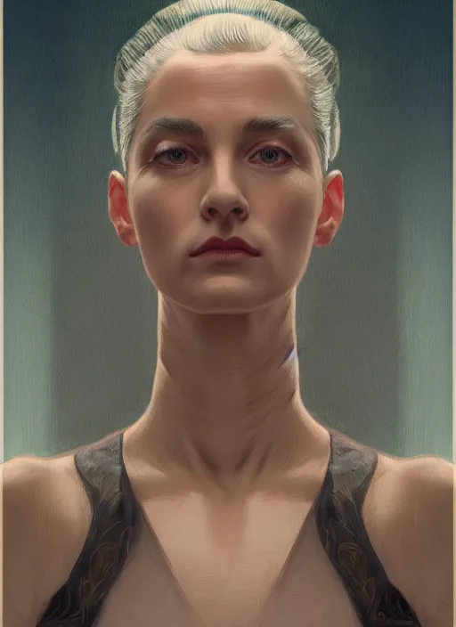 Image similar to symmetry!! david lynch, director of twin peaks, male, machine parts embedded into face, intricate, elegant, highly detailed, digital painting, artstation, concept art, smooth, sharp focus, illustration, art by artgerm and greg rutkowski and alphonse mucha, 8 k