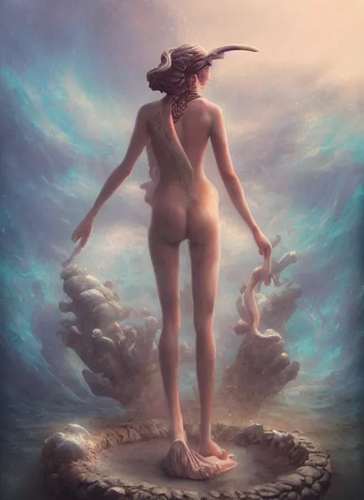 Image similar to a statue under the sea, by tom bagshaw,