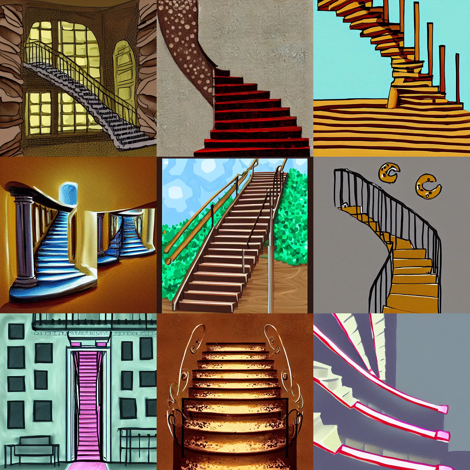 Prompt: Digital Painting of a Staircase made out of cookie
