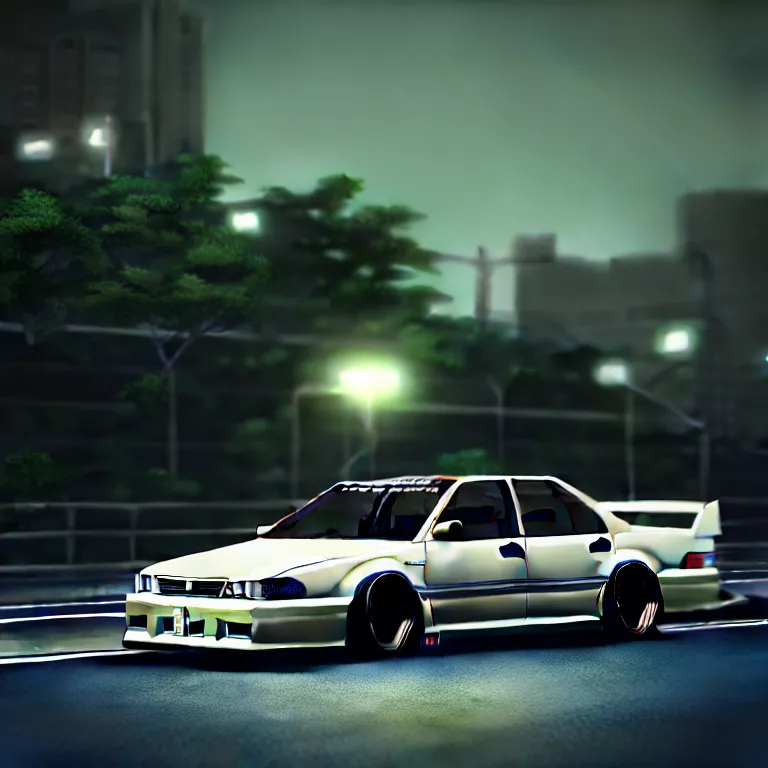 Prompt: a car jzx 1 0 0 drift, detailed - wheels, gunma prefecture, cinematic lighting, photorealistic, night photography, octane render