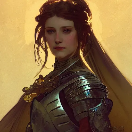 Image similar to A portrait of A female knight by greg rutkowski and alphonse mucha,In style of digital art illustration.Dark Fantasy.darksouls.hyper detailed,smooth, sharp focus,trending on artstation,4k