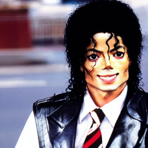 Image similar to a 1980s film still of Michael Jackson as an Anime character, shallow depth of field, split lighting