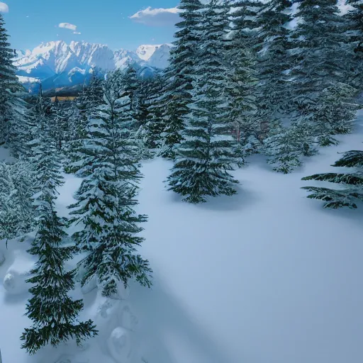 Image similar to rocky mountains, snow, detailed, unreal engine 5, flickr, tilt shift