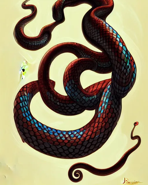 Image similar to digital art, fantasy portrait of smiling snake, by james jean, by ross tran, ultra detailed, character design, concept art, trending on artstation,