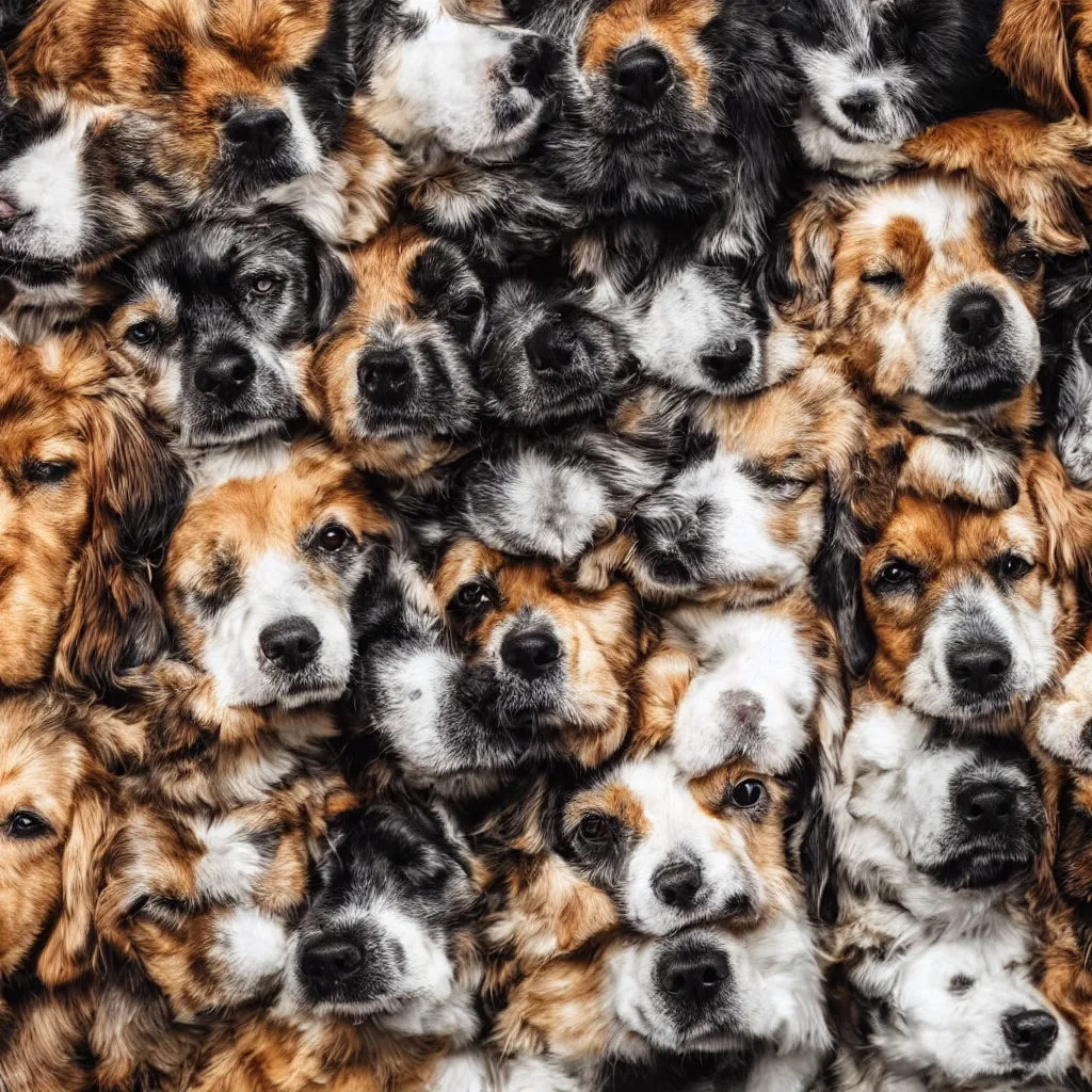 Prompt: a close up of a wall made of multiple dogs, a photo by fred a. precht, shutterstock contest winner, dye - transfer, ultrafine detail, uhd image