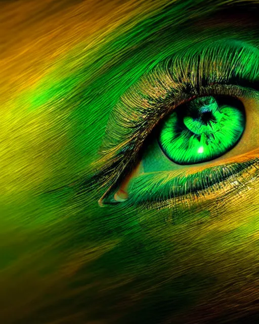 Image similar to hyper realistic photo of beautiful green eyes reflecting a sky full of a billion stars, hyper realistic, fractalart, art stati on, coherent design, symmetrical, vivid color, complementary color, golden ratio, detailed, sharp lines, intricate, rainbow shift, in unreal 3 d engine, nvidia optix, ray tracing, octane render
