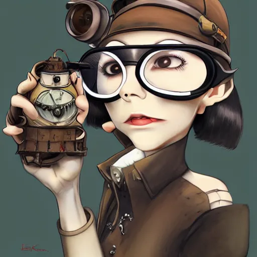 Image similar to a rat with steampunk googles, by ilya kuvshinov