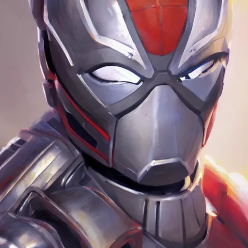 Image similar to greg manchess portrait painting of armored spiderman ultraman grey fox from metal gear cyborg gay japanese - american hybrid as overwatch character, medium shot, asymmetrical, profile picture, organic painting, sunny day, matte painting, bold shapes, hard edges, street art, trending on artstation, by huang guangjian and ail elvgren and sachin teng