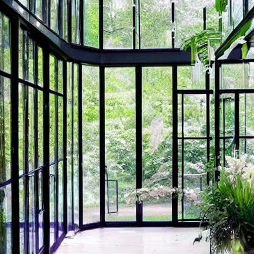 Prompt: beautiful glass house