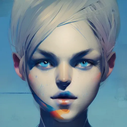 Image similar to Beautiful avatar girl with a blond hair and blue skin profile picture by Greg Rutkowski, asymmetrical, Organic Painting , Matte Painting, geometric shapes, hard edges, street art, trending on the artstation:2 by Sachin Teng:4, blur: -4