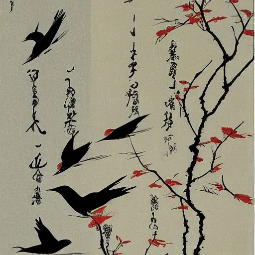 Prompt: birds by Itō Jakuchū