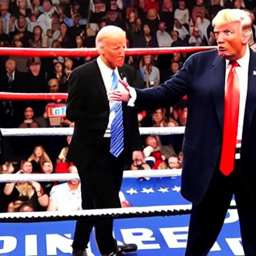 Image similar to live photograph footage of donald trump having a boxing match against joe biden