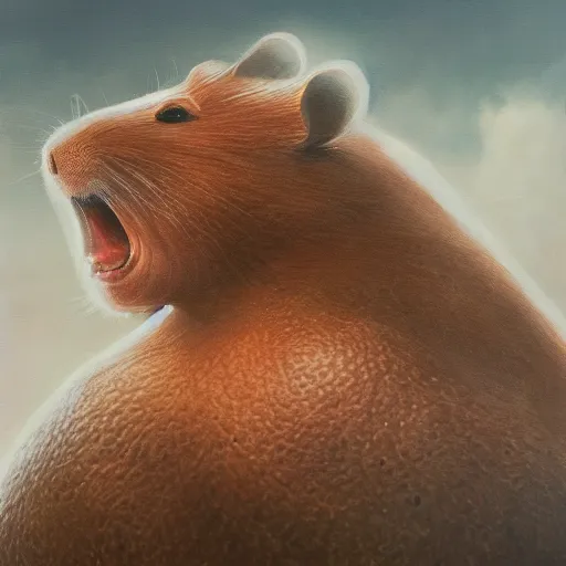 Image similar to Colossal hamster, elden ring boss, matte painting, detailed, elden ring, oil on canvas