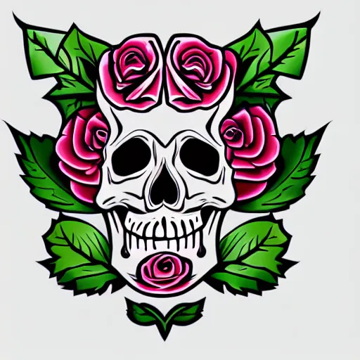 Image similar to rose n skull tattoo vector art