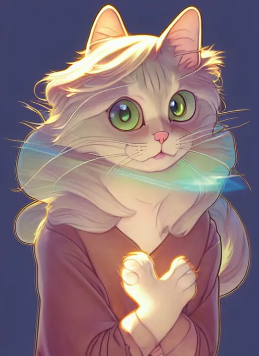 Image similar to cute cat sticker design, natural lighting, path traced, highly detailed, high quality, digital painting, by don bluth and ross tran and studio ghibli and alphonse mucha, artgerm