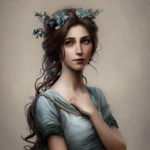 Prompt: epic portrait a beautiful woman wearing a white blouse and short sleeves, digital painting, artstation, concept art, soft light, hdri, smooth, sharp focus, illustration, fantasy, intricate, elegant, highly detailed, D&D, matte painting, in the style of Greg Rutkowski and Alphonse Mucha and artemisia, 8k, highly detailed, jurgens, rutkowski, bouguereau, pastoral, rustic, georgic, detailed concept art, illustration, colorful pastel, painting, detail, ultra detailed, digital art, octane render, 4K,