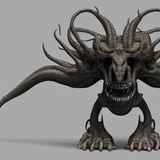 Prompt: 3d model topology of an eldritch beast