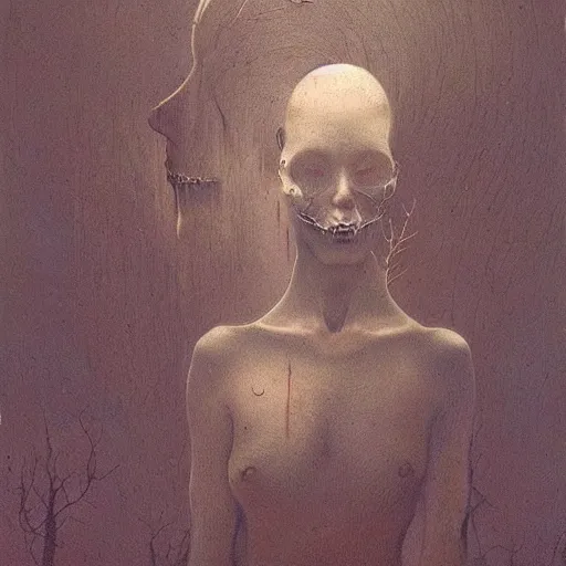 Image similar to tattoo design by beksinski