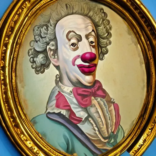 Prompt: baroque rococo fresco of a clown high detail