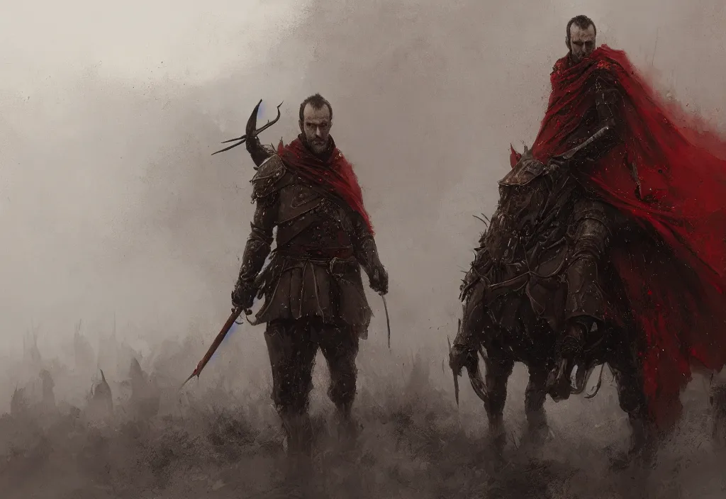 Image similar to stannis baratheon, artstation, jakub rozalski, high detail, dramatic lighting