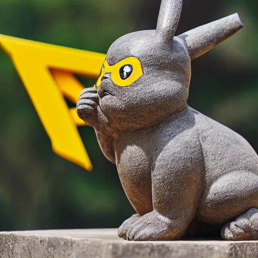 Image similar to a statue of Pikachu from Aztec temple,