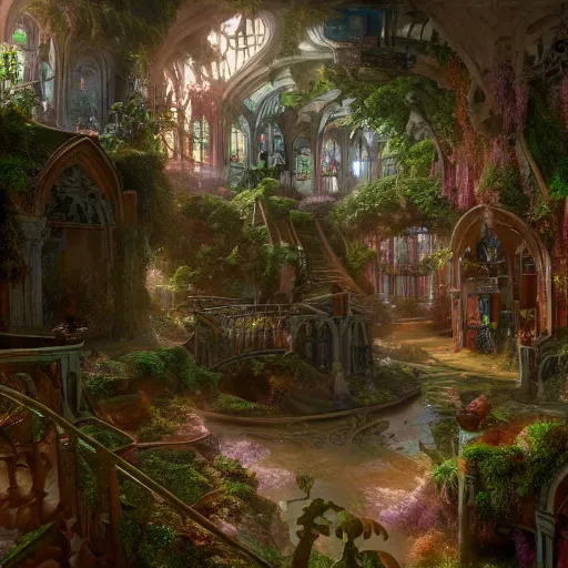 Prompt: inside an ethereal fairy city, highly detailed, 4k, HDR, award-winning, octane render, artstation