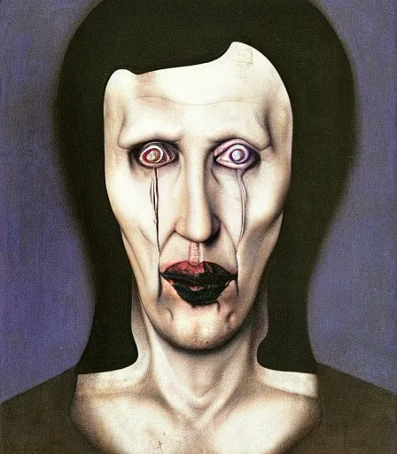 Prompt: portrait of marilyn manson by hieronymus bosch, high quality, high detail