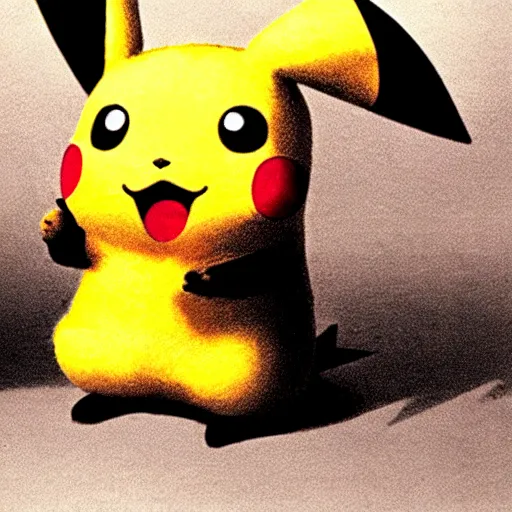 Image similar to Pikachu in Eraserhead (1977), vintage