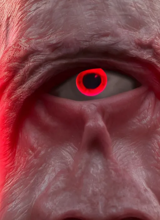 Image similar to hyper realistic ultra realistic towering photo furious glowing red wrath eyes biden, high quality photo, detailed , 8k