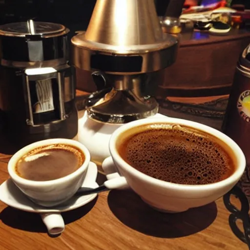 Image similar to hookah, shisha with coffee in the coffeehouse