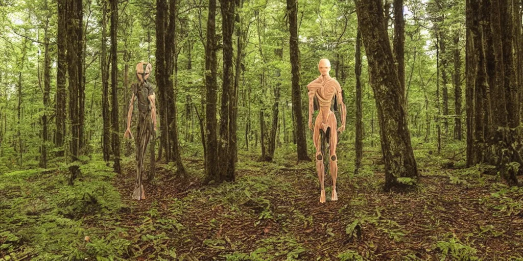 Prompt: humanoid entity in a forest