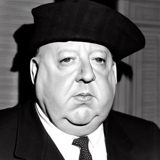 Prompt: alfred hitchcock wearing a fez