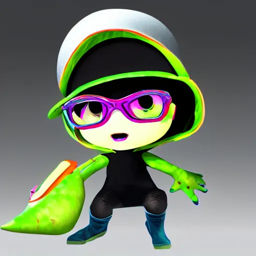 Prompt: 3 d render, digital painting in the style of splatoon and bayonetta