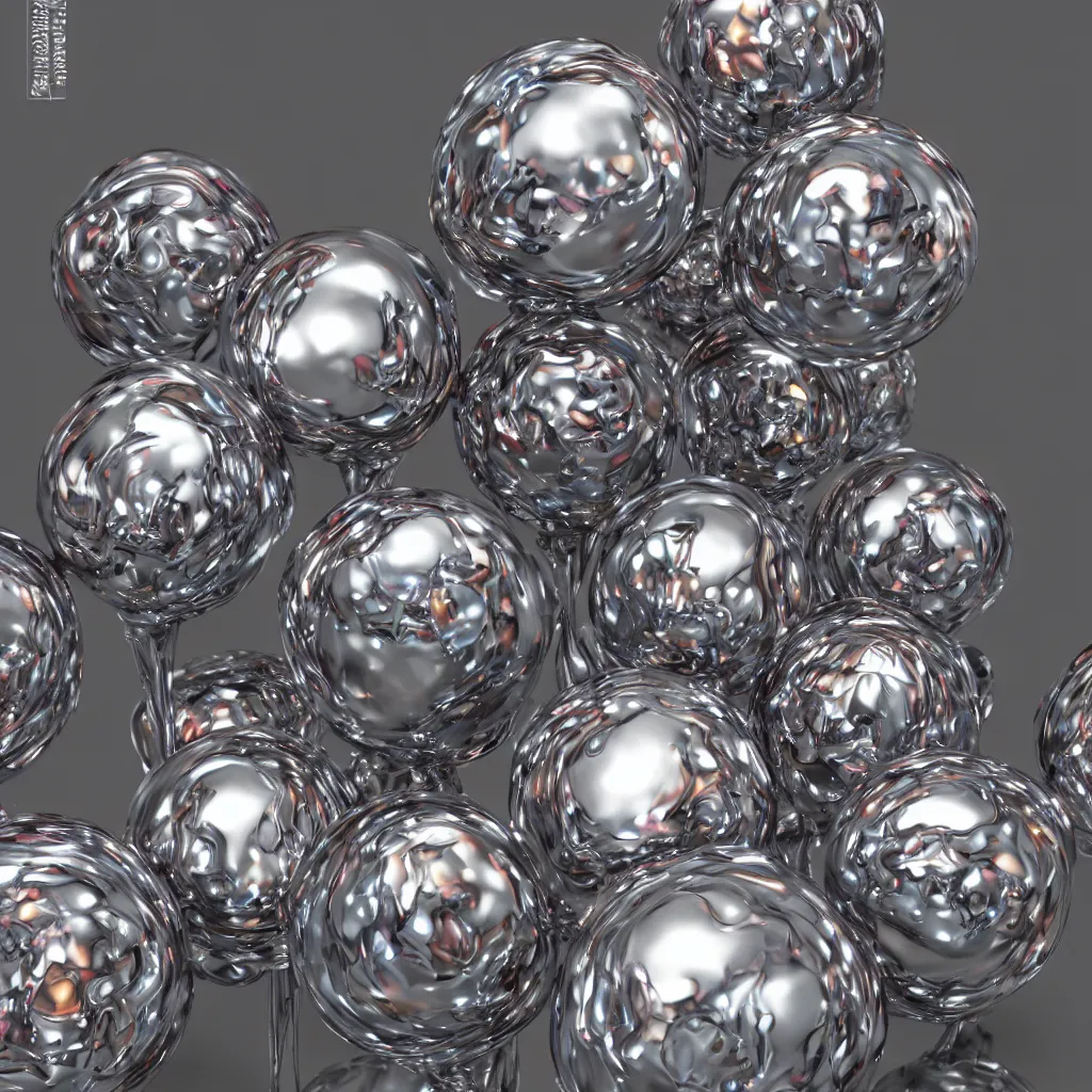 Image similar to chrome spheres on chromatic cube by ayami kojima and John Jude Palencar, glossy finish, CG society