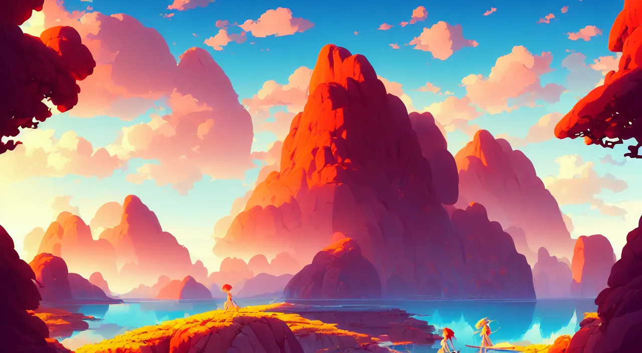 Image similar to beautiful summer landscape, vector art, in marble incrusted of legends heartstone official fanart behance hd by Jesper Ejsing, by RHADS, Makoto Shinkai and Lois van baarle, ilya kuvshinov, rossdraws global illumination