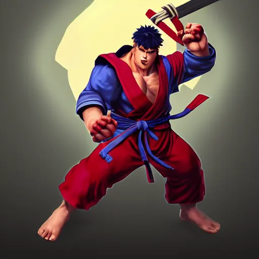 ryu from street fighter 2, vibrant lighting, elegant,, Stable Diffusion