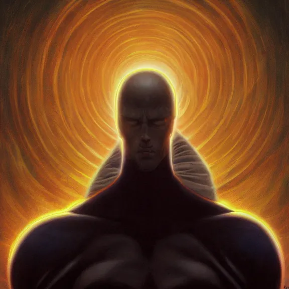 Prompt: saitama, dark, by tim hildebrandt, golden ratio, anime, hyper detail, concept artbook, 4 k