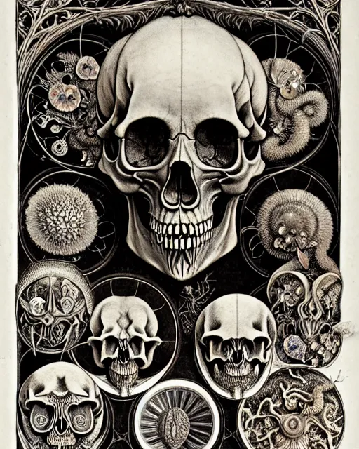 Image similar to art forms of nature by ernst haeckel, memento mori by arthur rackham, ornate antique porcelain beautiful skull mask, ultrasharp, photorealistic, hyperdetailed, octane render, polished, art nouveau, neo - gothic, gothic, intricate ornamental organic filigree, art nouveau botanicals, art forms of nature by ernst haeckel, horizontal symmetry, symbolist, visionary