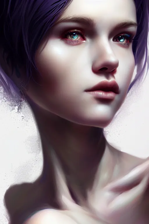 Image similar to teen girl, few speckle skin, tatoo, white hair, gorgeous, amazing, elegant, intricate, highly detailed, digital painting, artstation, concept art, sharp focus, illustration, art by Ross tran and kuvshinov