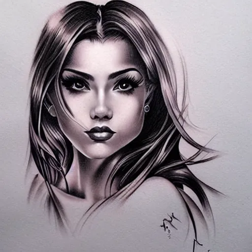 Image similar to tattoo design, stencil beautiful portrait of a girl by artgerm, artgerm