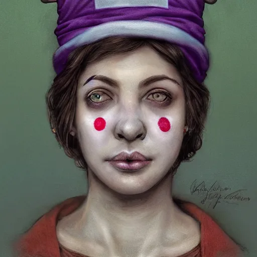 Image similar to clowncore pastel punk young hospital nurse wearing stylish head - wear. detailed, portrait, 8 k, artwork by jean - baptiste monge