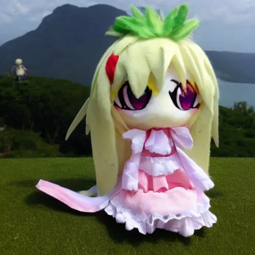 Image similar to cute fumo plush of a harpy girl from an island in the sky