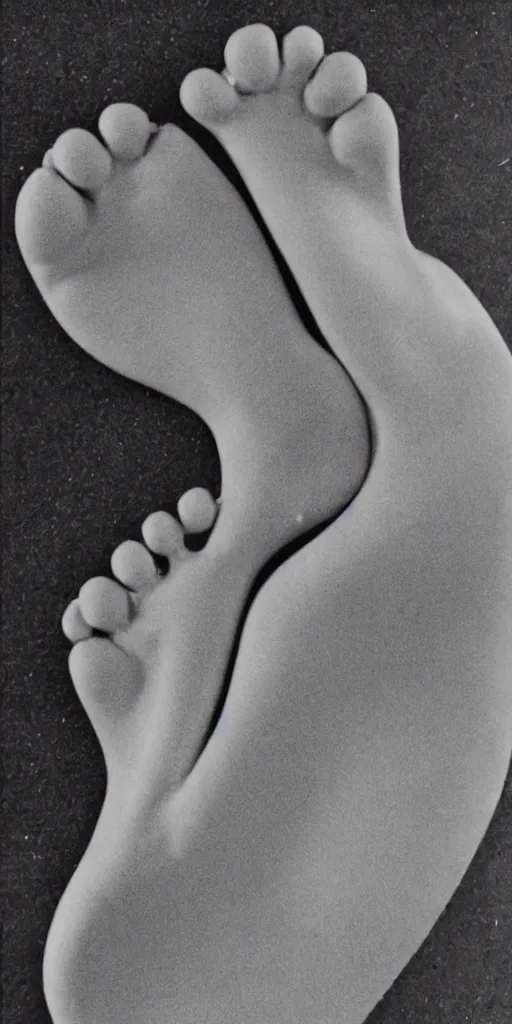 Image similar to peter de jong attractors morphing into a human foot, vhs footage