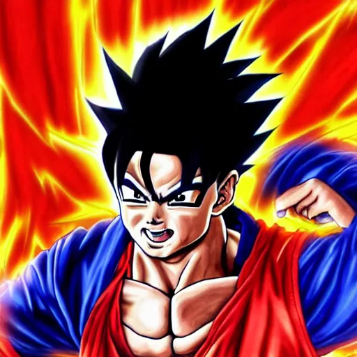 Image similar to ultra realistic portrait painting of michael jackson as super saiyan 3 goku, art by akira toriyama, 4 k, dragon ball artstyle, cel shaded, highly detailed, epic lighting